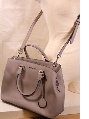 Michael Kors Grey Saffiano Leather Satchel Crossbody Tote Bag